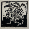 <p>ROBERTO MAGALHÃES - O Arrependimento é Carga Pesada. Xilogravura em papel japonês. Ed.3/20. 1963. MI: 22 x 22,5. Com moldura e passe-partout: 51,5 x 54,5cm. Ass. inf. dir. </p>