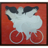 MILTON DA COSTA, Menina e bicicleta - Óleo sobre tela - 24x27 cm - Assinado no Verso