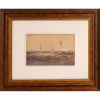 MONTAGUE DAWSON - Pintor inglês (1895/1973) - Importante pintor de marinhas =Gaivotas II - Aquarela - 12x20 cm - ACID (Coleção do Professor e Dr. Luiz Fernando da Costa e Silva)<br /><br />
