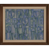 TITO DE ALENCAR, Composição Azul com torsos e troncos - Óleo sobre placa colado em poster - 100x80 cm - ACID(Com certificado colado VERSO)
