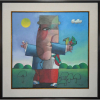 INOS CORRADIN - Homem com Papagaio - Óleo sobre tela - 80 x 80 CM - Assinatura canto inferior direito / Assinatura no verso