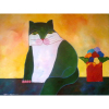 ALDEMIR MARTINS, Gato verde - Acrílica sobre tela - 60x80 cm - ACIE 2003 (Com documento de Autenticidadedo Estúdio Aldemir Martins)