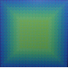 Julian Stanczak (Polonês)<br>Lumina Offering Green<br>Acrílica sobre tela - 1991 - 176 x 176 - assinado e datado - Carimbo de Certificado nos Chassis. Obra que participou de várias retrospectivas do artista em museus americanos