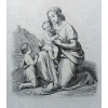 Gravura - Séc XIX - O encontro de Jesus e João Batista - Medidas 18,5 x 14,4 cm - Armação com Passepartout 33 x 28 cm