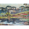 Ricardo Koch - Paisagem com pinheiros - Óleo sobre tela - Medidas 27 x 35 cm 