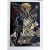 Carybé - Oxalá é perseguido por seu filho exu - Litogravura original assinada pelo artista - Edição 134/200 - Medidas 65 x 48 cm