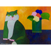 ALDEMIR MARTINS - Gato com vaso de flores - tinta acrílica sobre tela - Medidas 60 x 80 cm - Assinado e datado de 2002 - acompanha Certificado de Autenticidade do Studio Aldemir martins 