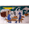 Poty Lazzarotto - Jogo de cartas - Painel de Azulejos - Medidas 75 x 120 cm - assinado e datado de 93 - ex. A. Lenzi