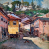 Leopoldo Gotuzzo - Rua do Pilar - Ouro Preto - óleo sobre tela - Medidas 30 x 30 cm - 1940 - Assinado frete e verso 
