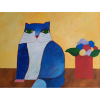 <p>ALDEMIR MARTINS - Gato azul com vaso de flores - acrílico sobre tela - Medidas: 60 x 80 cm - Assinatura: canto inferior direito e dorso - 2000 - Com Certificado de Autenticidade emitido pelo Estúdio Aldemir Martins.</p>