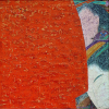 Kazuo Wakabayashi - Kanzashi vermelho. Técnica mista e acrílica sobre tela, 40x40 cm, 1988, A.C.I.D. Sem moldura