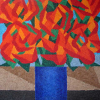  Cláudio Tozzi-flores-acrílico sobre tela , nas medidas de 100x100. Obra com certificado de autenticidade