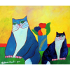  Aldemir Martins – Gatos Azuis e Vaso – AST – 46 X 55 cm – Data: 2000 .Obra com documento do instituto.