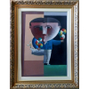 INOS CORRADIN - ÓLEO SOBRE TELA , ASS. FRENTE E VERSO ,TÍTULO; PEQUENO EQUILIBRISTA COM PÁSSAROS NAS MEDIDAS DE 70X50 E COM MOLDURA APROXIMADAMENTE 95X75