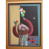 Inos Corradin - Equilibrista com Pássaro - òleo sobre tela - 80x60cm - Obra com moldura