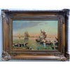 VINCENZO CENCIN - ÓLEO SOBRE TELA COLADO EM PLACA , BELÍSSIMA MOLDURA , NAS MEDIDAS DE 40 X 60 E 63 X 83 COM A MOLDURA , TÍTULO= MARINHA , O.S.PLACA