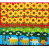 Antônio Poteiro - Girassóis e Carro de Boi I - Óleo Sobre Tela - nas medidas de 90 X 100 cm