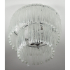 Lustre de cristal, contemporâneo, com 8 luzes. Formato circular, com 2 camadas de pingentes. Diâm 55 x 60 cm alt