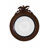 <p>Esplendido espelho napoleônico circular convexo, no estilo francês, com borda de madeira trabalhada e decorada, encimado por grande florão e águia de asas abertas - diâm do espelho 70 cm e 120 cm alt total - Europa, séc XIX / XX</p>