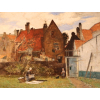 <p>Rudolf Ribarz (1848 – 1904) – Escola austríaca – Fundo de quintal – OSM – 55 x 73 cm – Acid</p>