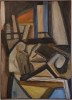 <p>Aldo Bonadei - Cena do Atelier - OST - 110 x 79 cm - Acid, 1952 – Ex. Coleção Mario Schenberg - Aqui vemos a fase mais madura de Bonadei, um dos pioneiros da arte moderna brasileira. A composição fragmentada e a geometrização das formas revelam a influência do cubismo e da abstração. A paleta com cores fortes e planos bem definidos é típica de sua produção dos anos 1950.</p>