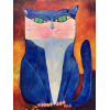 <p>Aldemir Martins acrílica sobre tela 130 x 100 cm “Gato Azul” ass e datada CIE E Verso 1990 com cache Galeria Marques</p>