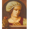 <p>Reynaldo Fonseca - óleo sobre duratex 38 x 46cm intitulada Figura e Pássaro ass. CID e verso datada 1990 , com selo da Contorno Galeria.</p>