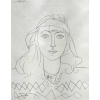 <p>Pablo Picasso Impresso do desenho François au Bandeau 1946 da coleção museu Picasso Edições de Reunião dos Museus Nacionais em Paris - SPAD em Paris gráfica IML . Paris 72 x 49cm datada 1960</p>