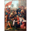 Escola Européia - Mestre Europeu - Via Crucis - 180 x 127 cm - Óleo sobre tela - Séc.XIX . Com moldura (estilo baguete) em madeira dourada.