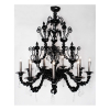 Lustre Veneziano, modelo TAIF, negro em vidro de Murano soprado e manipulado artesanalmente, composto por inúmeras peças avulsas, design único inspirado em lustres de Murano Palacianos. Medidas 130Ø x 135H