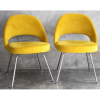 EERO SAARINEN, Conjunto de 08 cadeiras modelo 72 - Conference Chair, estrutura de aço cromado e fina forração de tecido na tonalidade amarelo. Alt. 83 x 50 x 46cm cada. Brasil, design década 50/60