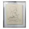 ALDEMIR MARTINS, Figura de Criança, Desenho à Nanquim, ACIE, 46 x 36cm (medidas internas). Datado e localizado, São Paulo 1960 (papel com sinais de fungos)