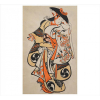 <p>TORII HIYONOBU, Ator Masculino de Teatro Kabuki Interpretando Mulher, Xilogravura japonesa colorida Otsue-E. 56 x 36cm (sem moldura). Japão séc. XX</p>