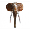 <p>CALVO, Elefante, Grande escultura de metal, soldado e rebitado manualmente a partir de pequenas partes, presas de madeira patinada na tonalidade branca, assinada. Alt. 170 x 120 x 55cm.</p>