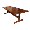 <p>SERGIO RODRIGUES, Mesa de jantar de madeira nobre jacarandá maciço e folheado, tampo retangular, pernas com detalhes de botôes cromados. Alt. 76 x 240 x 100cm. Brasil, design década 60 (faltam alguns botôes)</p>