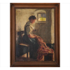 <p>EMIL RAU (atribuído), Figura Feminina Tecendo, OST, ACSE, 43 x 32cm (m.i).</p>