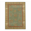 <p>Tapete chinês Pequim/Ningxia, decoração com medalhões circulares contendo aves e elementos florais estilizados em composição espaçada sobre campo liso verde-água, preenchimento com delicadas ramagens florais em tons pastel, campo com tonalidade predominante verde celadon, borda tripla com cercadura interna em padrão grego dito key fret e faixa principal marfim decorada com arabescos florais e pequenos motivos simbólicos chineses, 296 x 210 cm = 6,22 m², meados do século XX (rape/precisa refazer cordão e franja)</p>