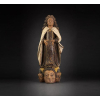 <p>NOSSA SENHORA DA EXPECTAÇÃO (Nossa Senhora do Ó), Imagem de madenira finamente entalhada e policromada, base com cabeças de querubins. Alt. 32 x 12 x 13cm. Brasil, séc. XVII/XVIII</p>
