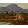 CLODOMIRO AMAZONAS - PAISAGEM - ÓLEO SOBRE CARTÃO COLADO EM MADEIRA -ASSINATURA C.I.D 1922 - MEDIDA 24x29cm