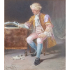 <p>OSCAR PEREIRA - ( COSTUME LUIX XV , PARIS  1911 )  OBRA REPRODUZIDA NO LIVRO DO ARTISTA por RUTH SPRUNG TARASANTCHI - ÓLEO SOBRE TELA ASSINADO NO CANTO INFERIOR ESQUERDO - MEDIDAS 44x32cm </p>