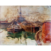 <p>Gaetano Esposito (1858-1911) óleo sobre cartão , medidas 16x19,5cm , Barcos ancorados no porto, Óleo sobre cartão, </p>