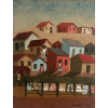 <p>Lorenzato - Lavadeiras, varal e casas - 60 x 46,5 cm - Óleo e tinta automotiva sobre eucatex - Assinatura canto inferior direito e Data 1972 - Proveniente da coleção de um político importante de Minas Gerais </p>
