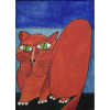 ALDEMIR MARTINS - Gato vermelho - acrílica sobre tela - 22 x 16 cm - a.c.s.e. 1967