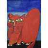 ALDEMIR MARTINS - Gato vermelho - acrílica sobre tela - 22 x 16 cm - a.c.s.e. 1967