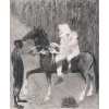 PORTINARI, Cândido - Meninos e Cavalo - desenho á grafite - 22 x 18 cm - a.c.i.e. 1959 - desenho original para estudo de água forte, que ilustrou o livro Menino de Engenho de José Lins do Rego. <br />Registrado no Projeto Portinari sob nº 1511 FCO [5847].