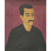 DJANIRA - Retrato do Motta - óleo sobre tela - 47 x 39 cm - a.c.i.d. 1959 - Obra reproduzida no livro da artista, no verso da obra dedicatória para Motta.