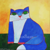 ALDEMIR MARTINS - Gato Azul. A.S.T. acrílica sobre tela. Medidas: 40x40 cm (obra), 60x60 (quadro). Assinado e datado no CIE-canto inferior esquerdo. No verso está datado, localizado S.Paulo-Brasil e assinado pelo artista. Com Certificado de Autenticidade emitido pelo Estúdio Aldemir Martins. Muito bem emoldurado. Data: Abril/2003. Estado de conservação: Ótimo.