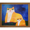 ALDEMIR MARTINS Casal de Gatos Amarelos. Acrílica Sobre Tela. Medidas: 80x100 cm (obra), 94x114 cm (quadro). Assinado e datado no canto inferior esquerdo. Com Certificado Emitido pelo Estúdio Aldemir Martins. No verso está datado, localizado S.Paulo-Brasil e assinado pelo artista. Data: Abril/2003. Estado de conservação: Ótimo.