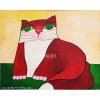 ALDEMIR MARTINS Gato Vermelho. Acrílica Sobre Tela. Medidas: 40x50 cm (obra). Assinado e datado no canto inferior esquerdo. Com Certificado Emitido pelo Estúdio Aldemir Martins. No verso está datado, localizado S.Paulo-Brasil e assinado pelo artista. Data: Agosto/2000. Estado de conservação: Ótimo.