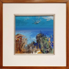 YUGO MABE - S/ Título. Óleo Sobre Tela, sobre placa. Med.: 21x21 cm (obra), 39x39 (quadro). Assinado e datado 82 no CIE e Verso. Com moldura de madeira. Estado de conservação: ótimo.